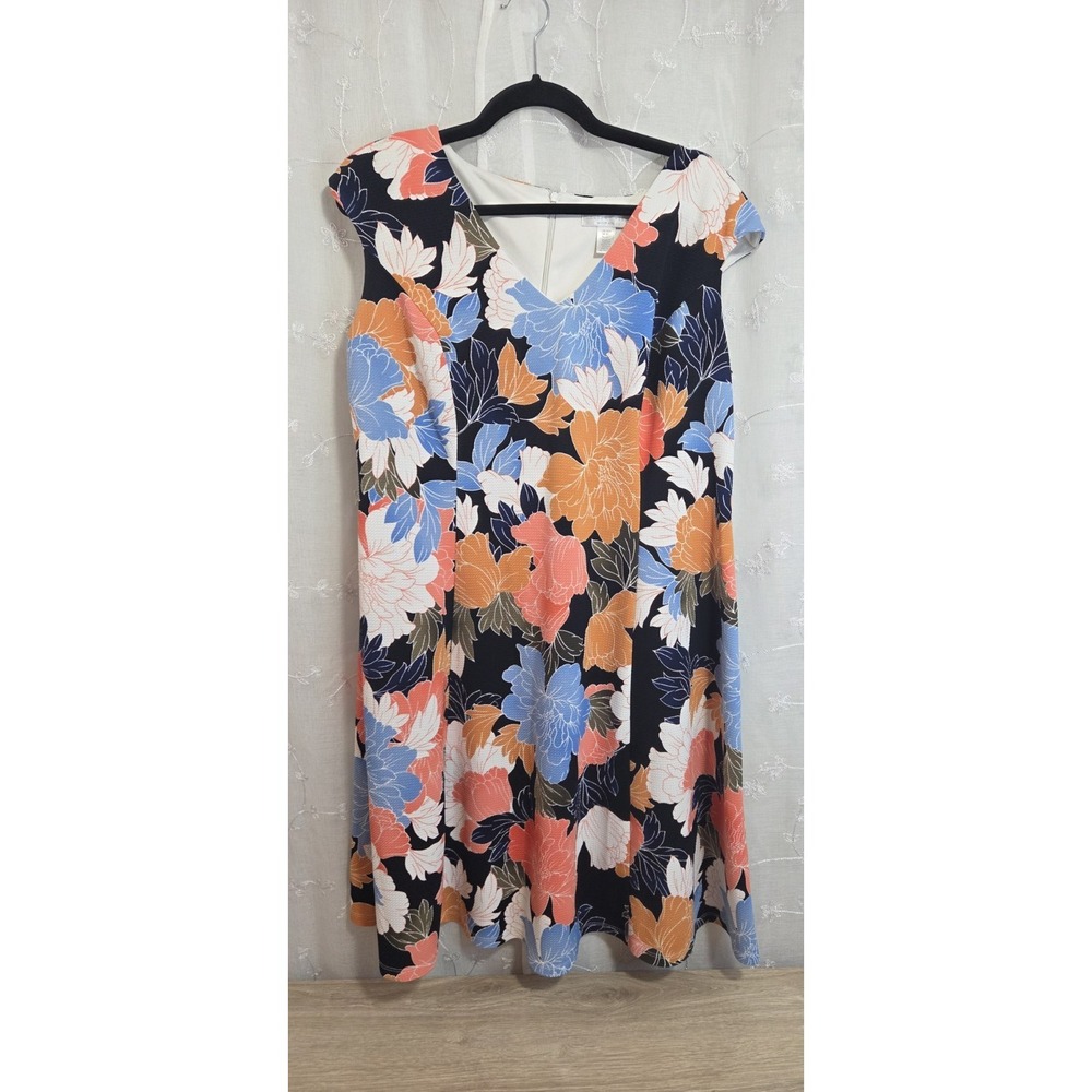 London Times Women's Tropical Floral Dress 16W‎ Stretch Quality